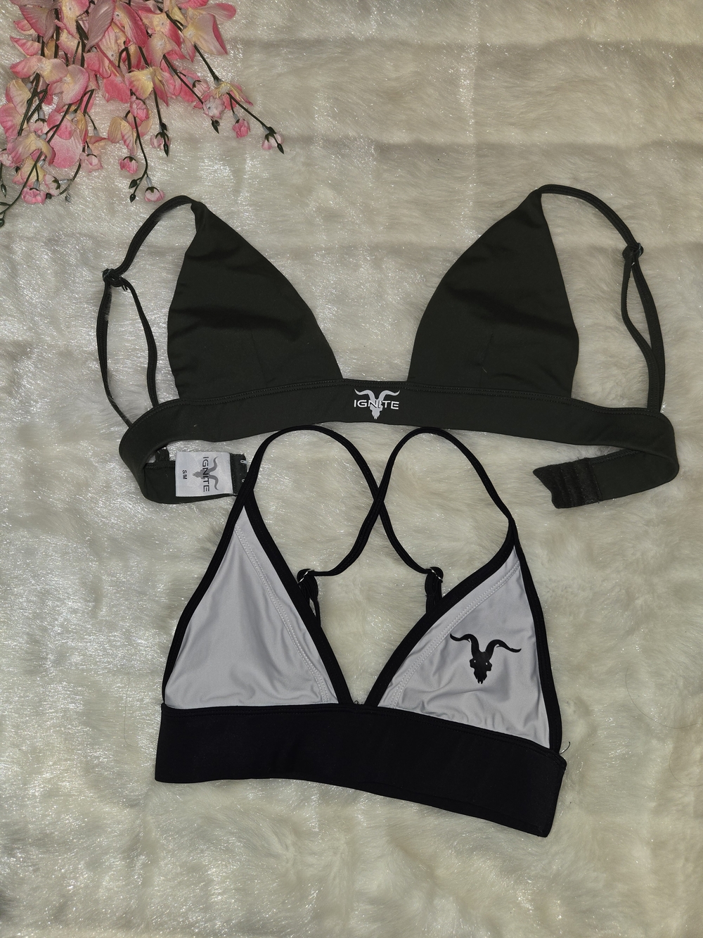 2 Ignite Women's Black Triangle Bralette with Adjustable Band